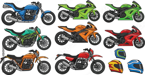 Array of Stylish Motorcycles - Diverse Motorbikes Collection