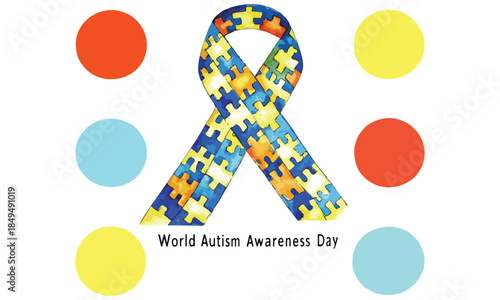Autism Awareness Ribbon – World Autism Day, Puzzle Pattern Symbol & Support Design