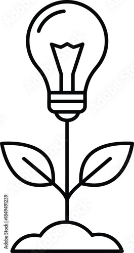 Growing idea represented by light bulb plant