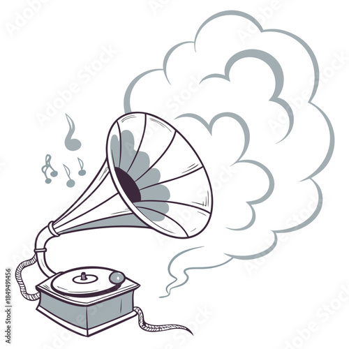 vintage gramophone isolated