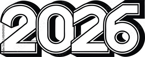 2026 crafted from folded cardboard layers, eco-friendly design, paper texture, layered numbers, creative craft illustration, sustainable 3D paper art, isolated on white background