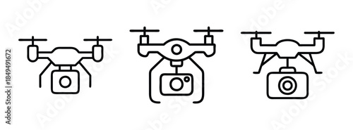 Drone Camera Icons, Aerial Photography Symbols, Drone Camera Illustrations