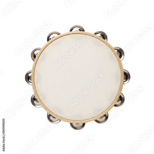 Traditional Circular Tambourine Musical Instrument Top View