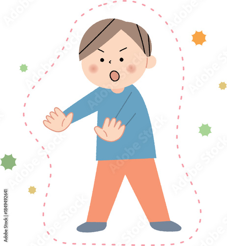 バリアを張ってウイルスを寄せ付けない男性