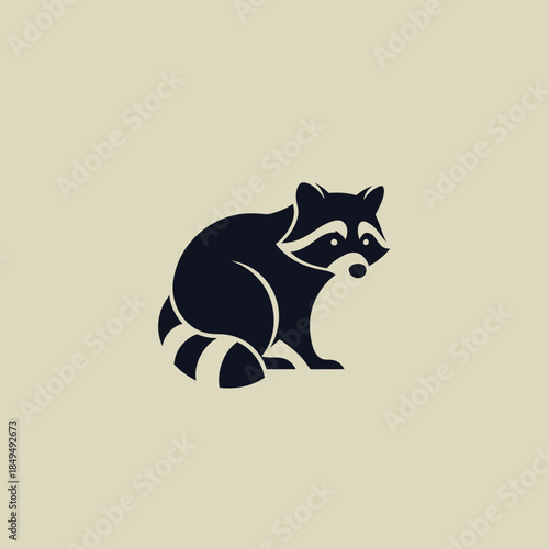 A sleek, minimalist graphic icon featuring a charming raccoon silhouette, ideal for modern branding and nature-inspired digital projects, embodying wilderness simplicity and design elegance