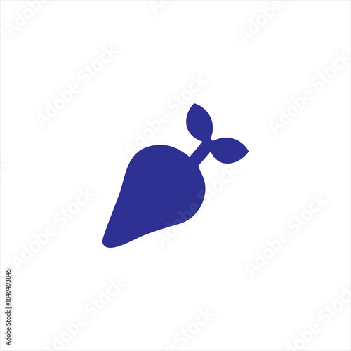 Blue radish icon with leaves on a white background