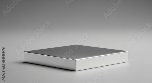 White Box Packaging in Minimalist Style with Soft Gray Lighting on Clean Surface for Product Mockup