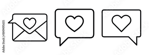 Heartfelt Communication Icons: Email and Chat Bubbles with Love Symbols