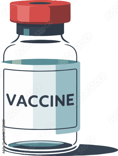 Illustration of medical vaccine vial and medicine blister pack with pills, isolated on transparent background, health care concept