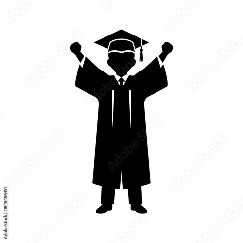 Student with graduation cap silhouette vector illustration