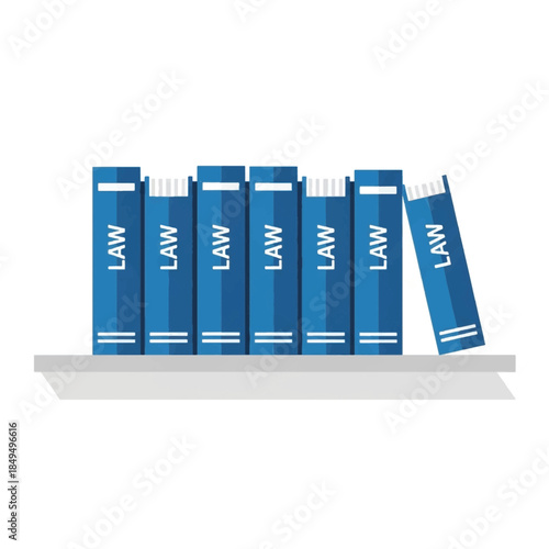 Blue law books on a shelf.