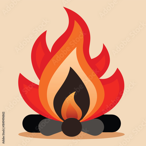 vector illustration of a burning fire