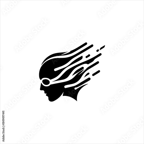 Swimmer head silhouette presented as a clean black vector emblem design. Sports icon concept