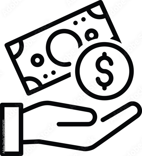 Comprehensive collection of black linear banking icons featuring global currency symbols piggy bank coins bar charts and security shields for financial services.