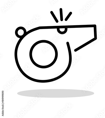 Whistle icon with clean modern outline, representing alert signals, safety warning, referee control, emergency notification, attention calling, and security concepts