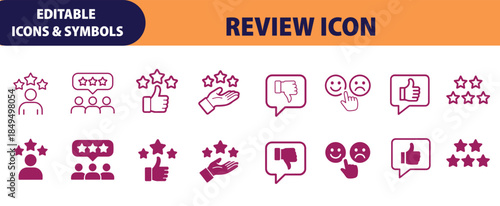 Editable Customer Review and Rating Icons Collection