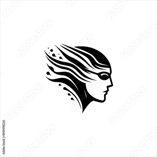 Swimmer head silhouette presented as a clean black vector emblem design. Sports icon concept