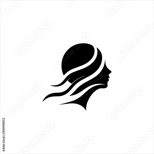 Swimmer head silhouette presented as a clean black vector emblem design. Sports icon concept