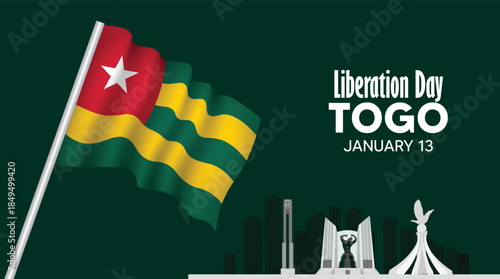 Togo liberation day national celebration illustration featuring flag monument freedom