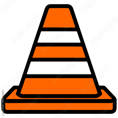 Traffic Cone Flat Vector Icon for Road Safety Warning On  Transparent.