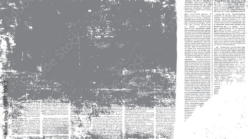 Faded grey textured background with distressed newspaper print and scattered white speckles