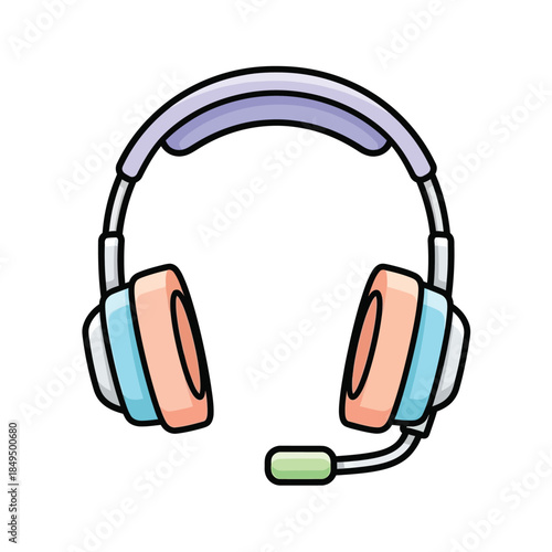 Colorful cartoon style gaming headset device.