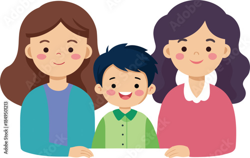 Three Smiling People with Different Hair Colors Standing Together three people happy