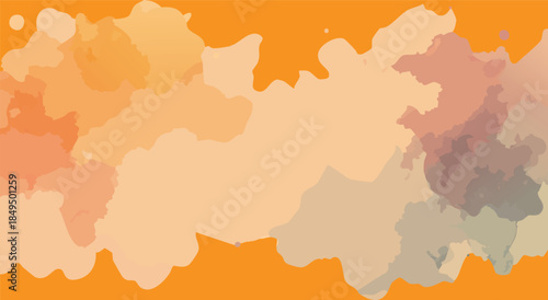 Abstract organic shapes in warm orange peach and muted grey tones with soft edges and subtle gradients creating a fluid artistic background