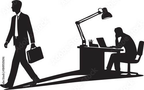 Business Professionals in Silhouette Showcases Contrasting Work Styles and Pathways