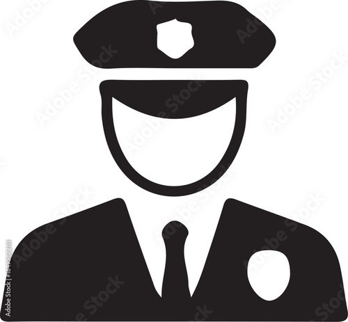 Black and White Silhouette of a Smiling Man Wearing a Tie and a Hat