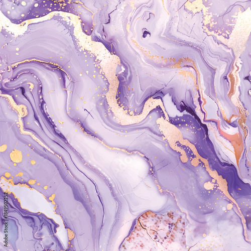 Elegant Purple and Gold Marble Fluid Art Texture