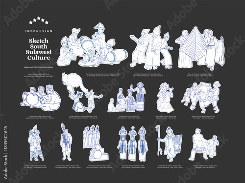 Isolated culture asset illustration of South Sulawesi Indonesia