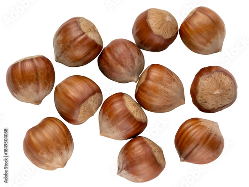 High-Resolution Image of Hazelnuts Cluster with Natural Lighting and Detailed Texture Isolated on Transparent Background