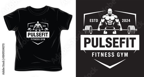 pulsefit fitness gym graphic victor art t-shirt design print template