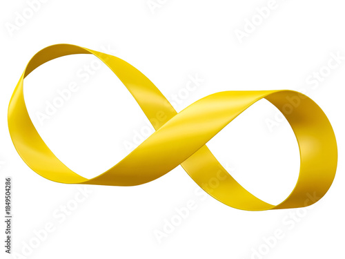 Vibrant Yellow Ribbon Twisted into Infinity Symbol, Vector Illustration, Perfect for Awareness Campaigns Isolated on Transparent Background