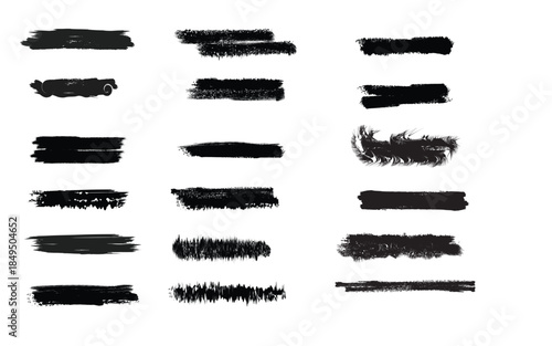 Collection of black brush strokes on a white background