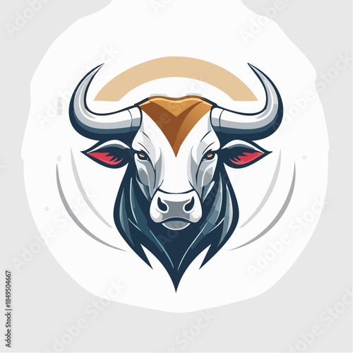 Bull head with horns and brown accent