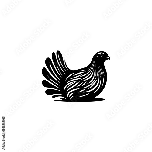 Grouse bird silhouette arranged as a clean black vector emblem design. Wildlife icon concept