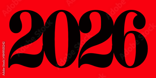 Modern 2026 typography on bold red background