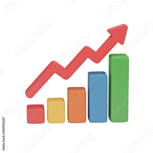 3D Dollar Growth Chart Icon isolated on transparent background