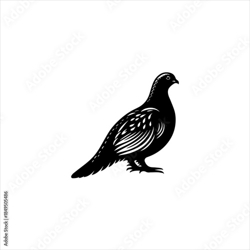 Grouse bird silhouette arranged as a clean black vector emblem design. Wildlife icon concept