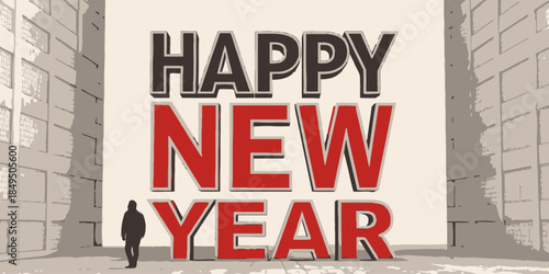 Man Wishing Happy New Year in Urban Setting