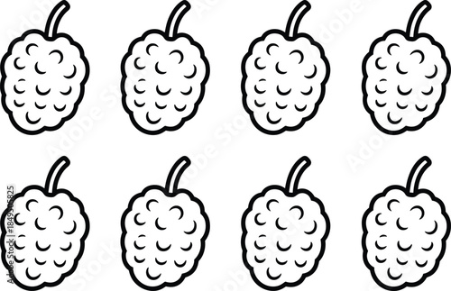 Seven Black and White Plum with Stems fruit