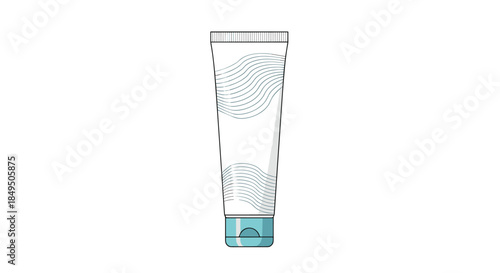 Minimalist line art illustration of a cosmetic tube for cream, lotion, or gel, representing skincare and beauty products.
