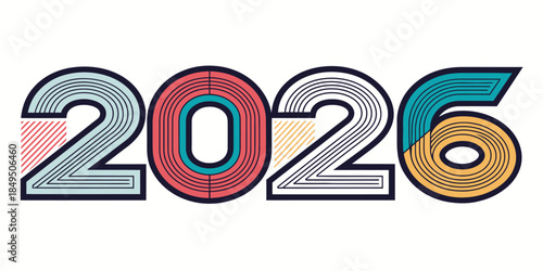 Creative experimental typography vector for 2026 with bold layouts, artistic lettering, and a modern celebration vibe.