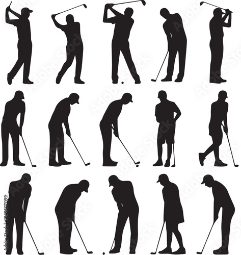 Golf Player Action Silhouettes – Premium Sports Icon Design