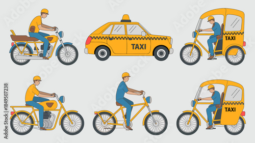 Urban Transportation A Visual Guide to Yellow Taxis, Motorcycles, and Rickshaws