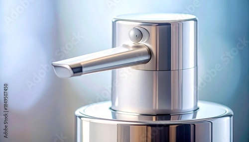 Wallpaper Mural Close-up of a chrome pump dispenser on a sleek, cylindrical container Torontodigital.ca