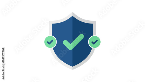 Secure protection shield with green checkmarks for safety and verification