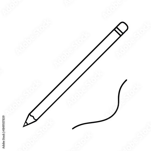 Hand drawn pencil line art icon education creativity tool on white background Vector illustration